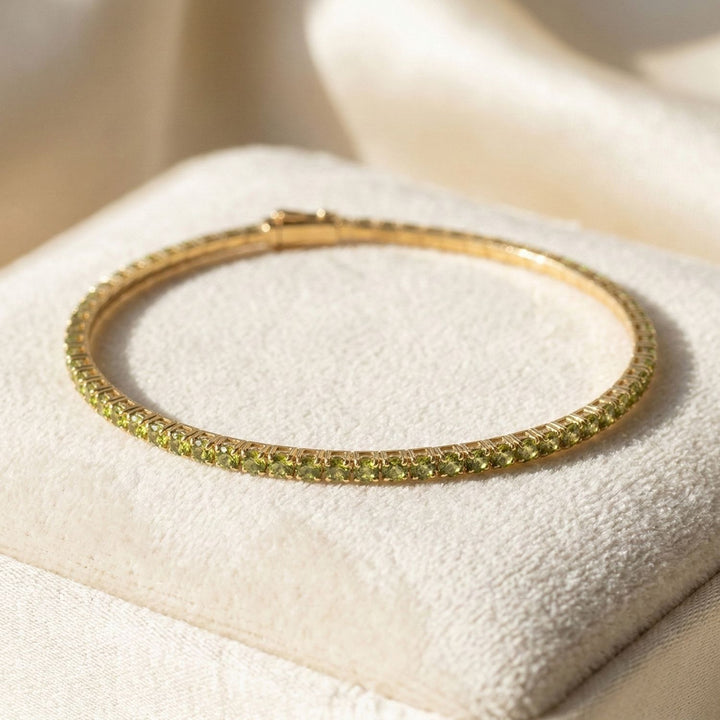 Peridot August Birthstone Dainty Tennis Bracelet