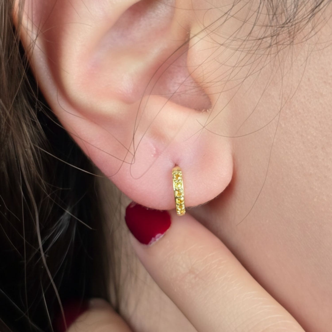 Citrine November Birthstone Small Huggie Hoop Earrings