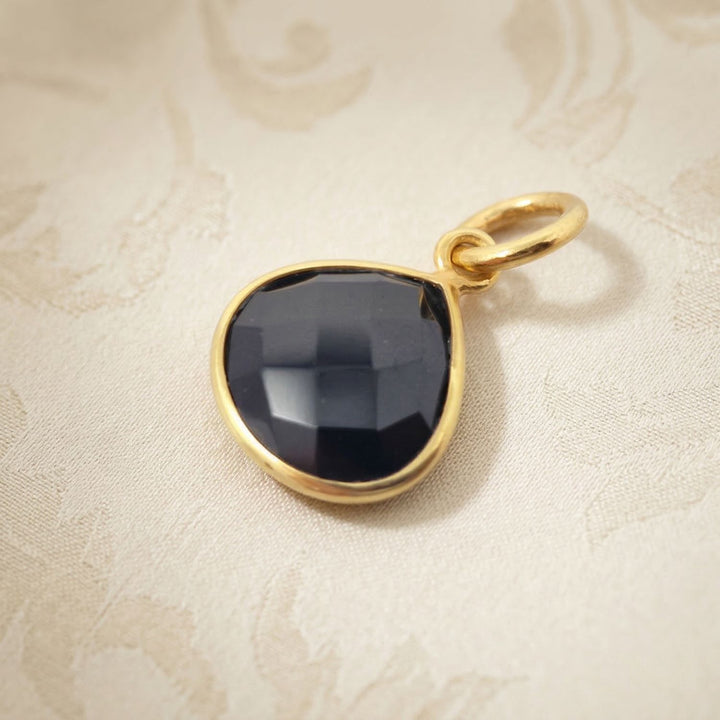 18ct Gold Plated Black Onyx Heart Gemstone Pendant