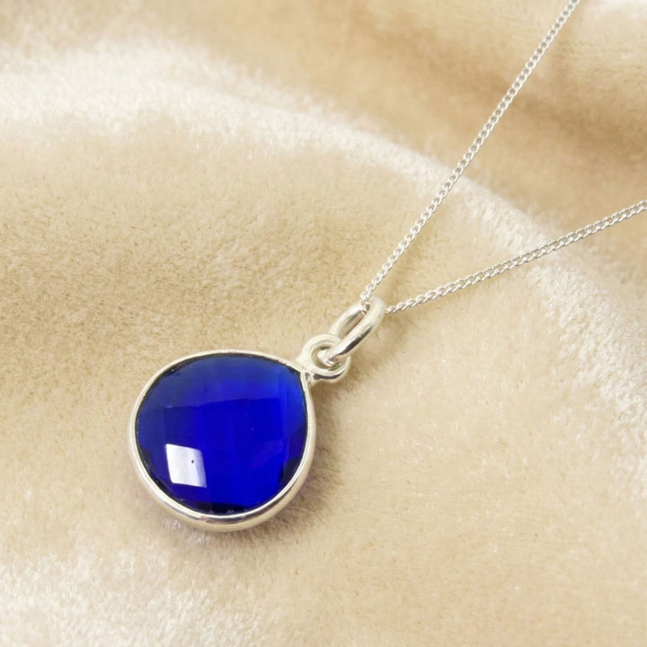 Sapphire September Birthstone Silver Necklace