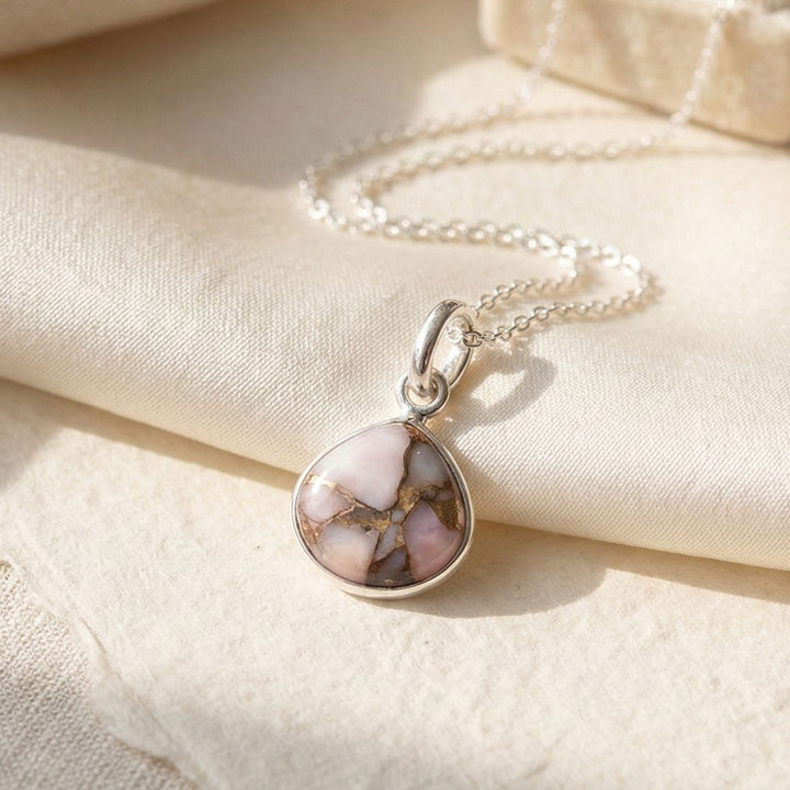 925 Sterling Silver Opal October Birthstone Necklace