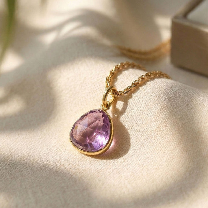 Statement Gold Vermeil Plated Alexandrite June Birthstone Crystal Rope Necklace