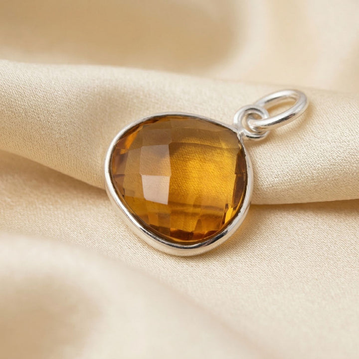 Sterling Silver Citrine Birthstone Pendant Charm