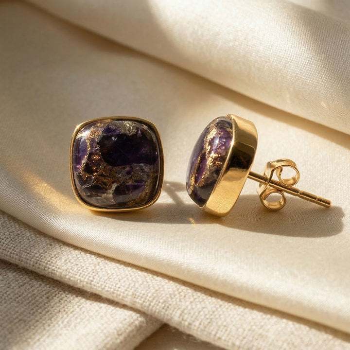Amethyst February Birthstone Gold Vermeil Stud Earrings