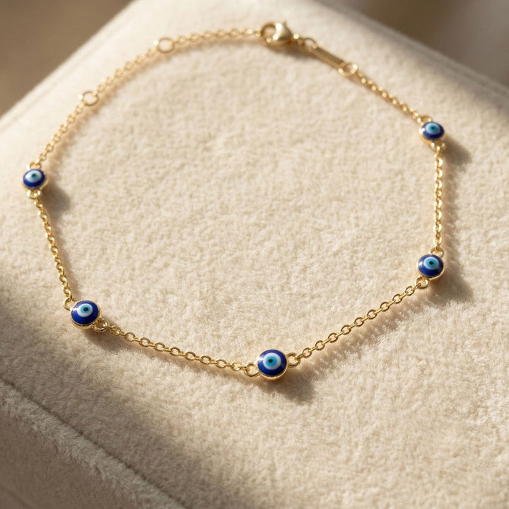 Turkish Evil Eye Gold Plated Charm Friendship Bracelet