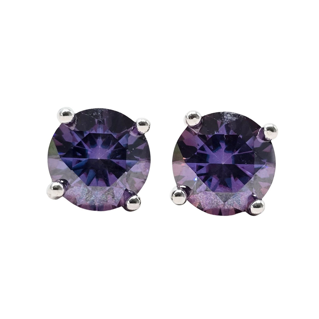 Amethyst Moissanite Crystal Sterling Silver Earrings