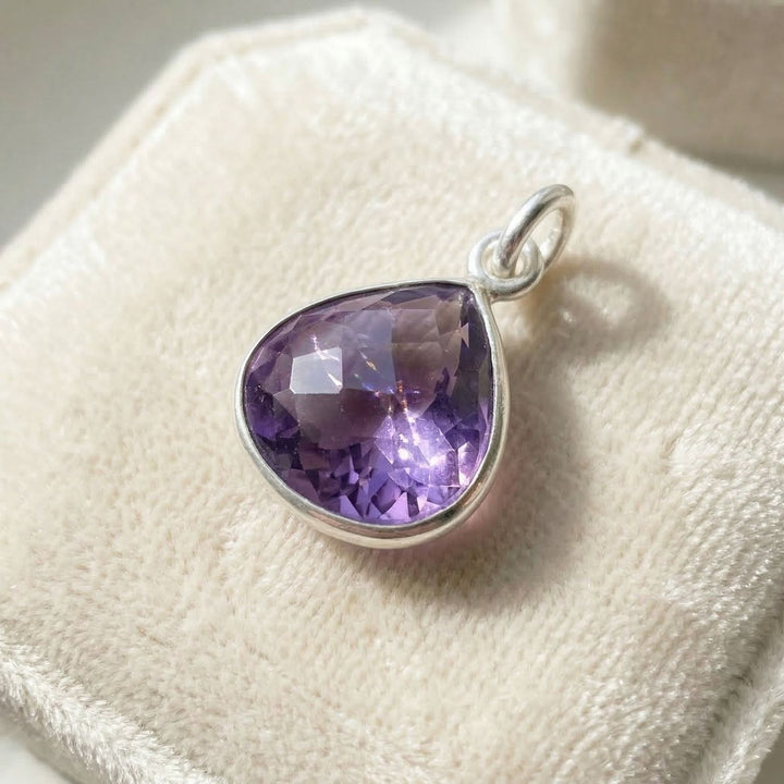 Amethyst February Birthstone Silver Heart Pendant