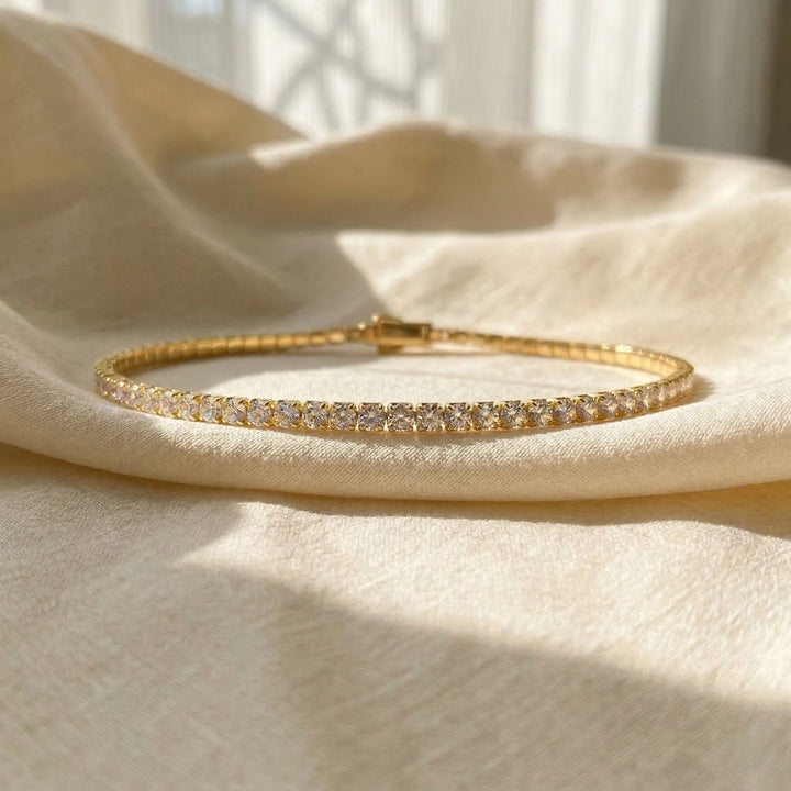 Diamond April Birthstone Dainty Tennis Bracelet