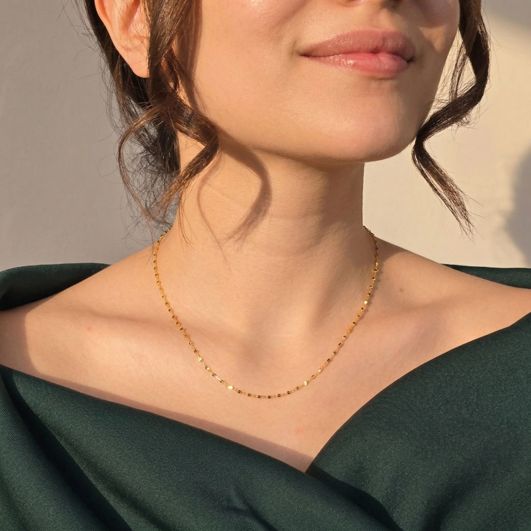 Dainty Glitter Shiny Sparkle Layering Gold Plated Chain