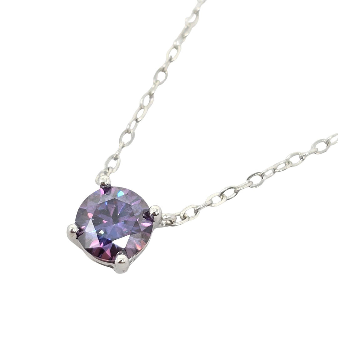 Amethyst Moissanite Crystal Sterling Silver Necklace