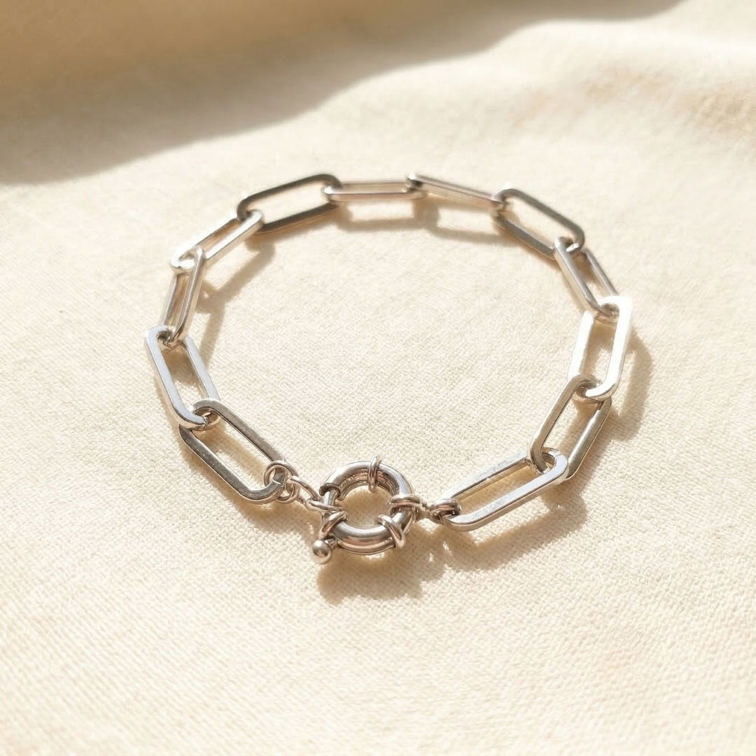 Silver Plain Paperclip Bracelet