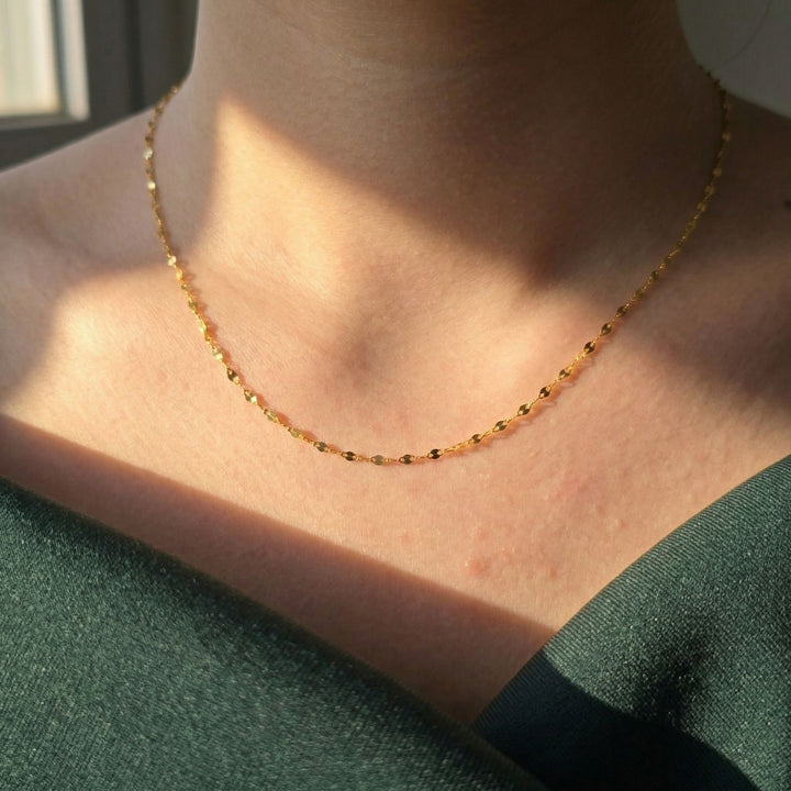 Dainty Glitter Shiny Sparkle Layering Gold Plated Chain