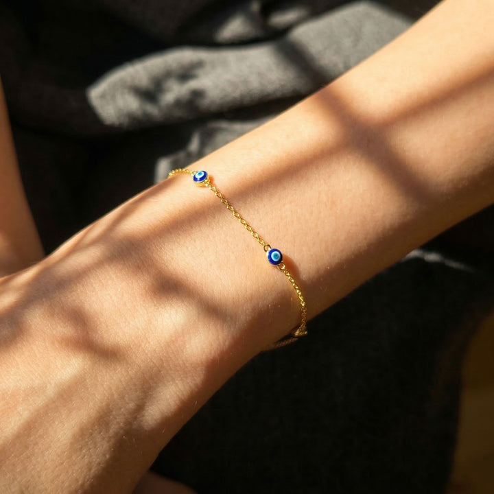 Turkish Evil Eye Gold Plated Charm Friendship Bracelet