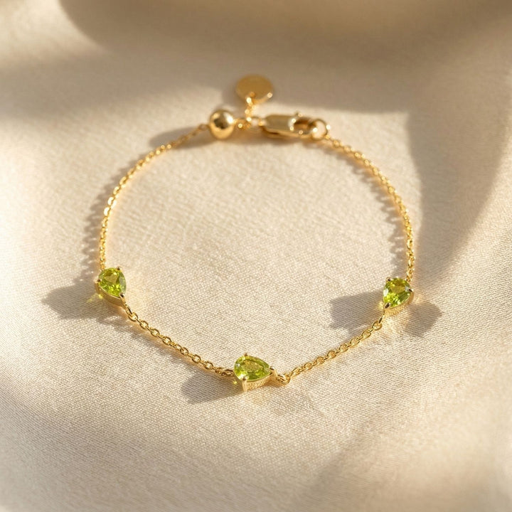 Peridot August Birthstone Minimalist Gold Vermeil Plated Bracelet