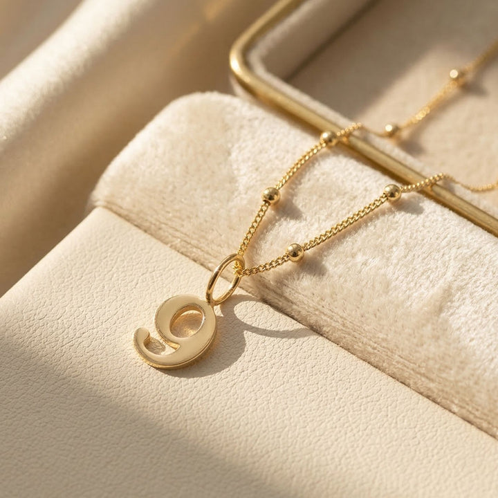 18ct Gold Plated Number Pendant Charm Necklace