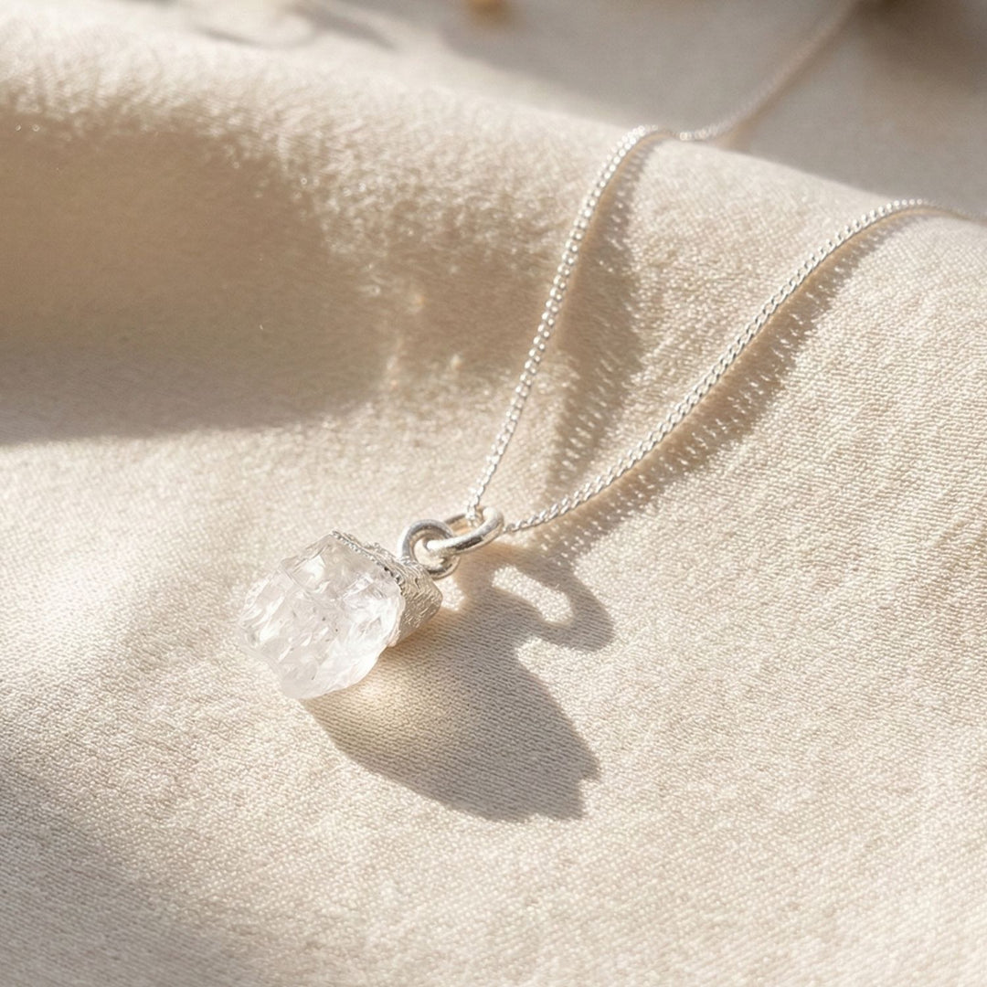 Raw Moonstone Sterling Silver June Birthstone Necklace