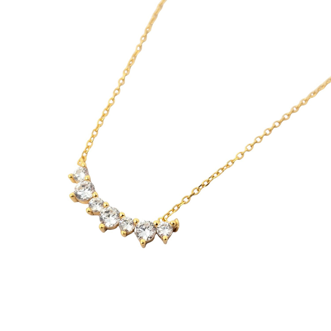 Cluster Sparkling Diamond Gemstone Gold-Plated Necklace