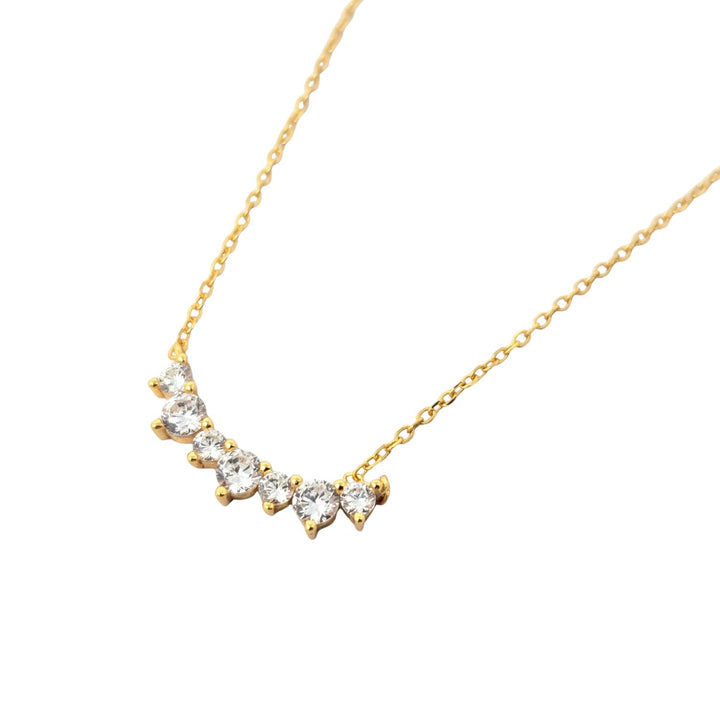 Cluster Sparkling Diamond Gemstone Gold-Plated Necklace