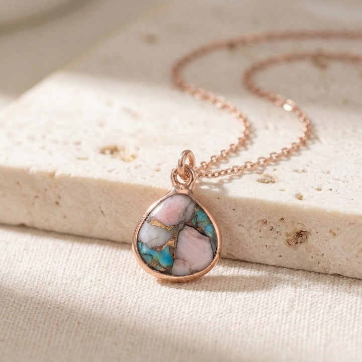 18ct Rose Gold Vermeil Opal And Turquoise Necklace