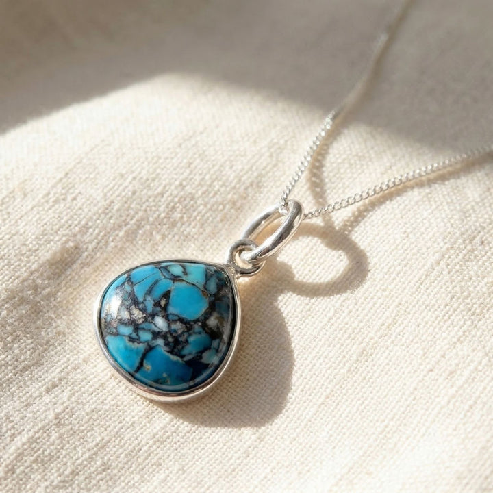 Turquoise December Birthstone Sterling Silver Necklace