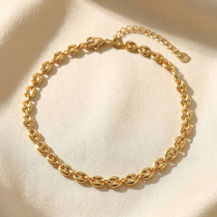 Coffee Bean Gold Plated Chain Bracelet Luxe