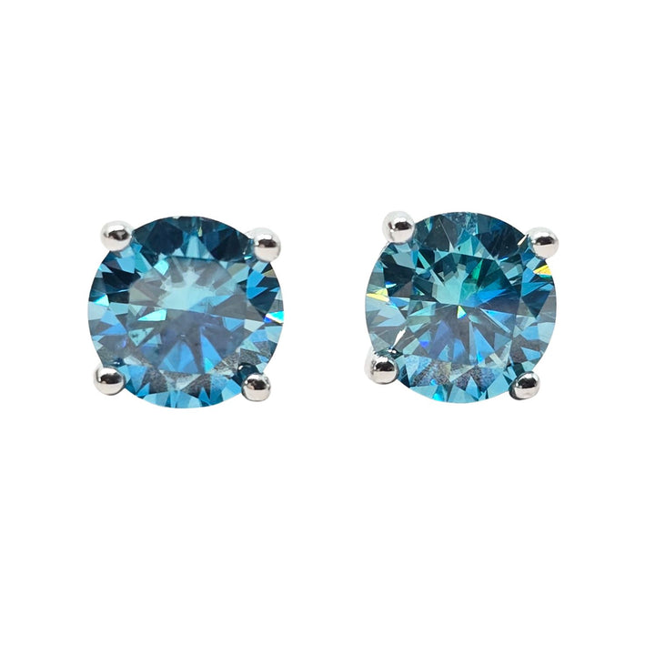 Aquamarine Moissanite Crystal Sterling Silver Earrings
