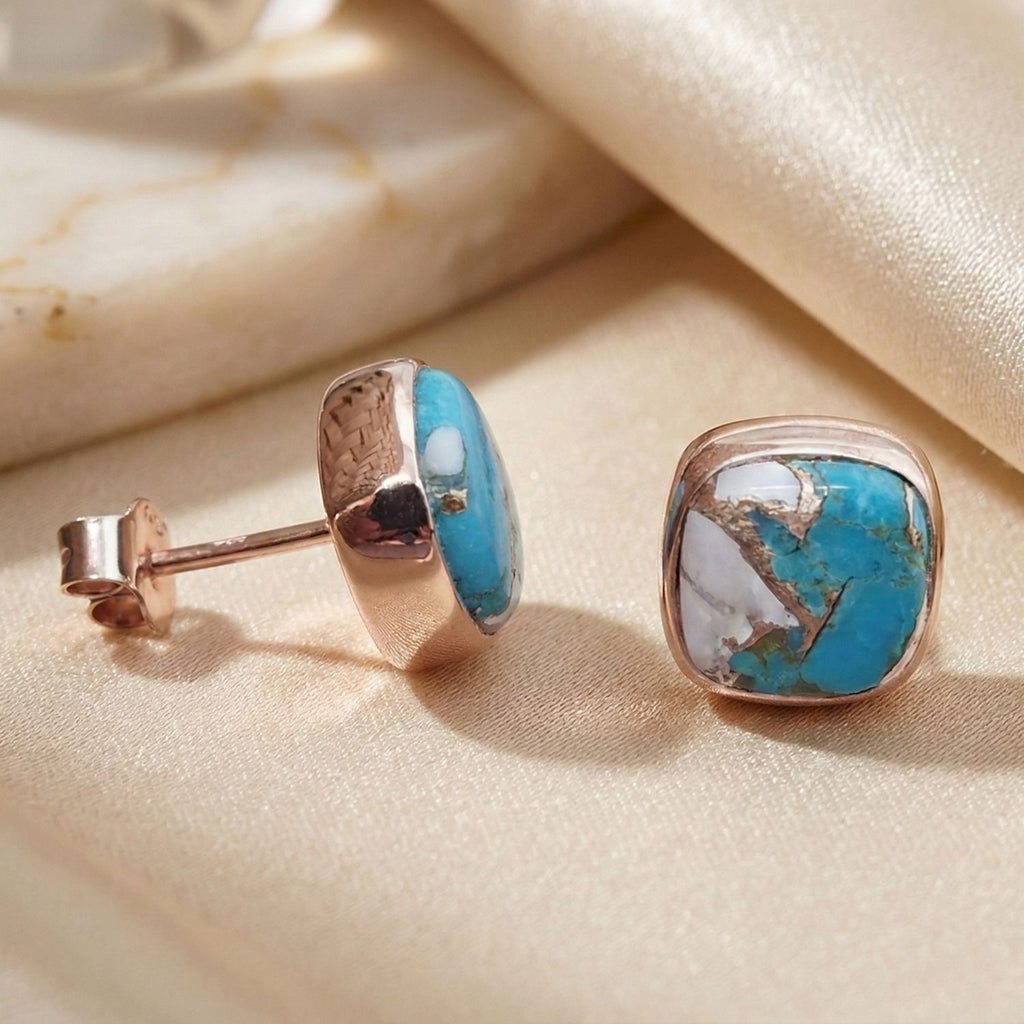 Vermeil Plated Gemstone Stud Earrings