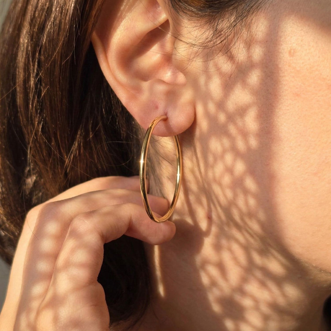 Gold Plated 50mm Everyday Hoop Earrings
