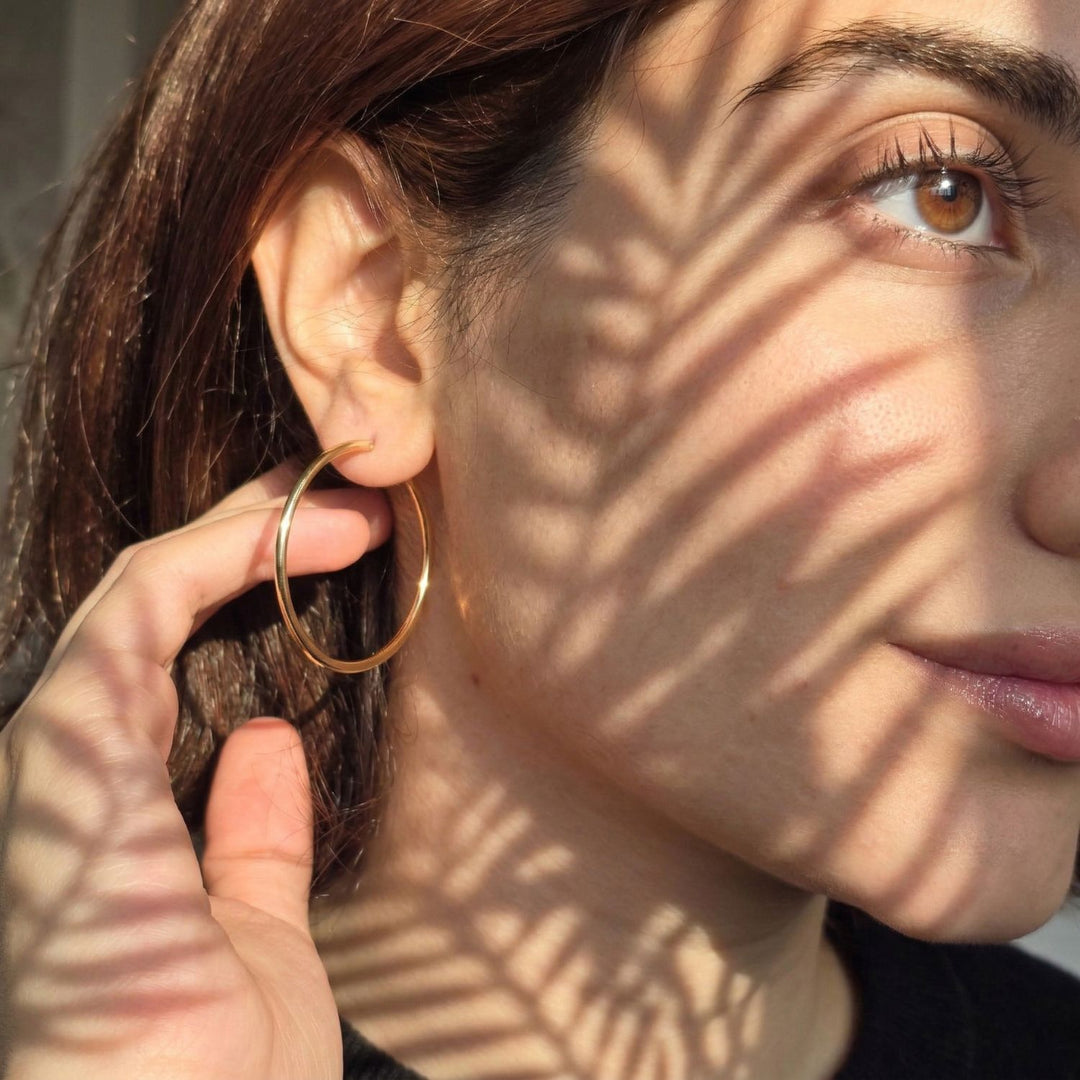 Gold Plated 50mm Everyday Hoop Earrings