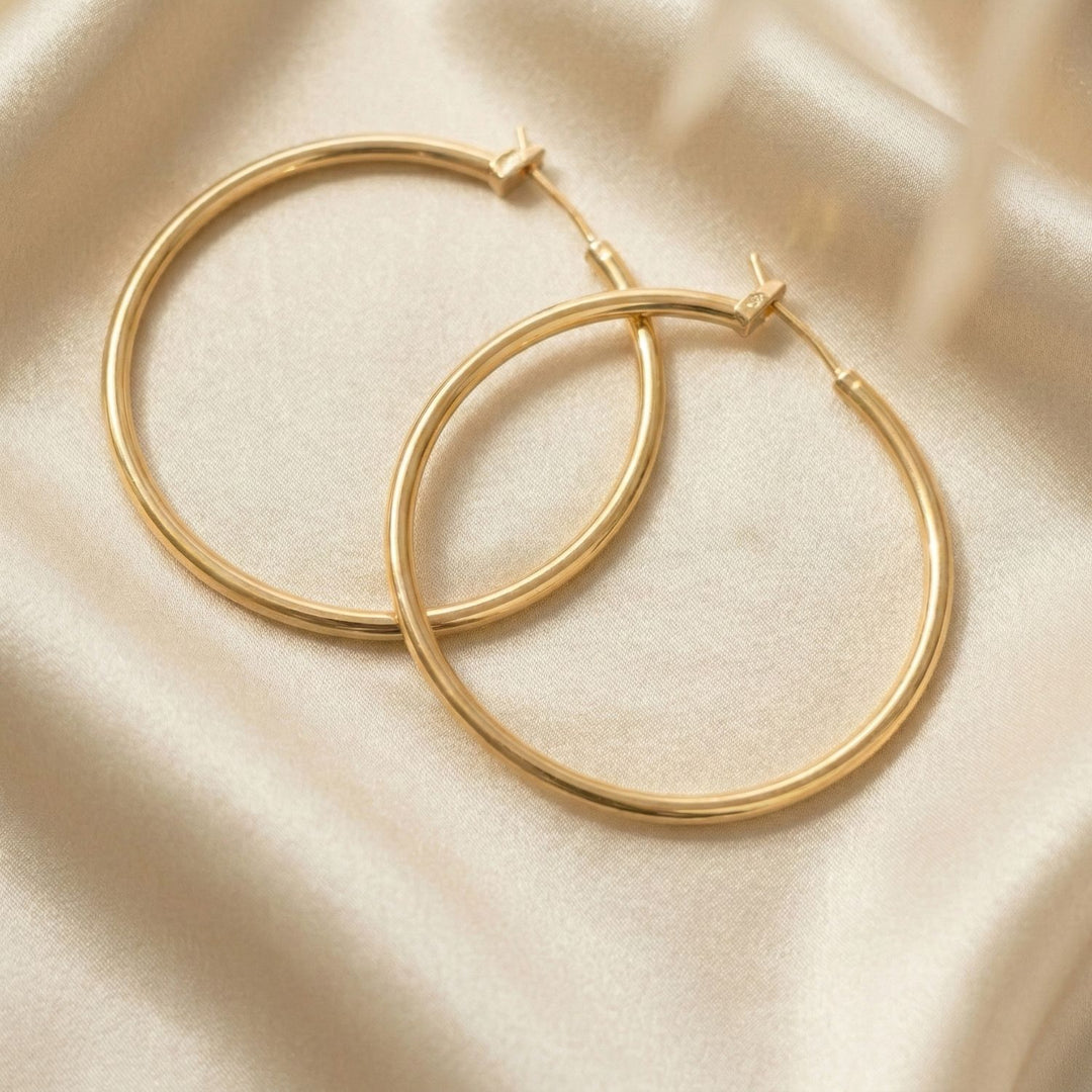 Gold Plated 50mm Everyday Hoop Earrings