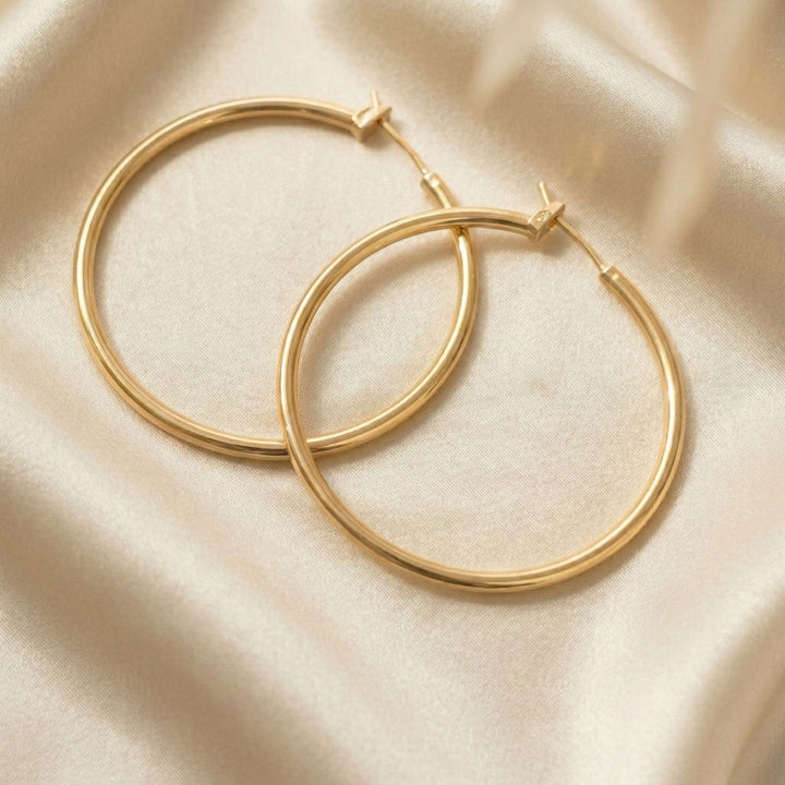 Gold Plated 50mm Everyday Hoop Earrings