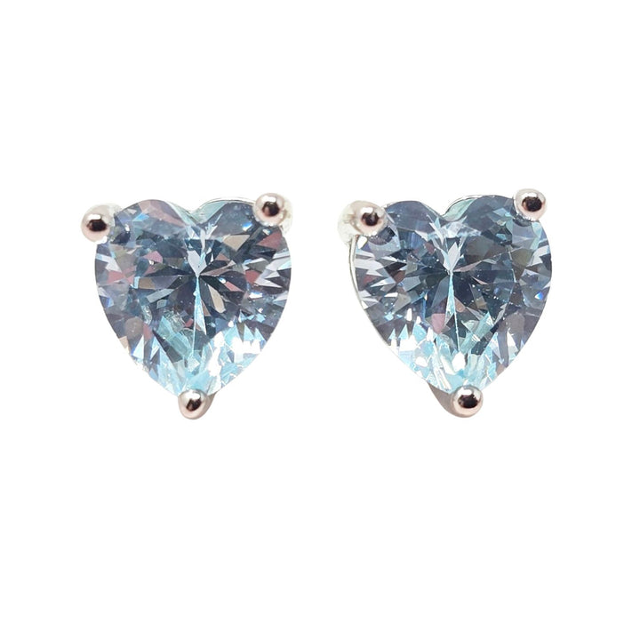Blue Topaz Heart Sterling Silver Stud Gemstone Earrings