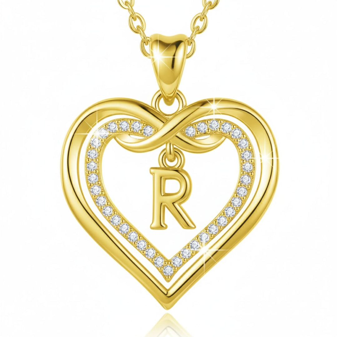 Statement Love Heart Initial Necklace Gold Plated Necklace