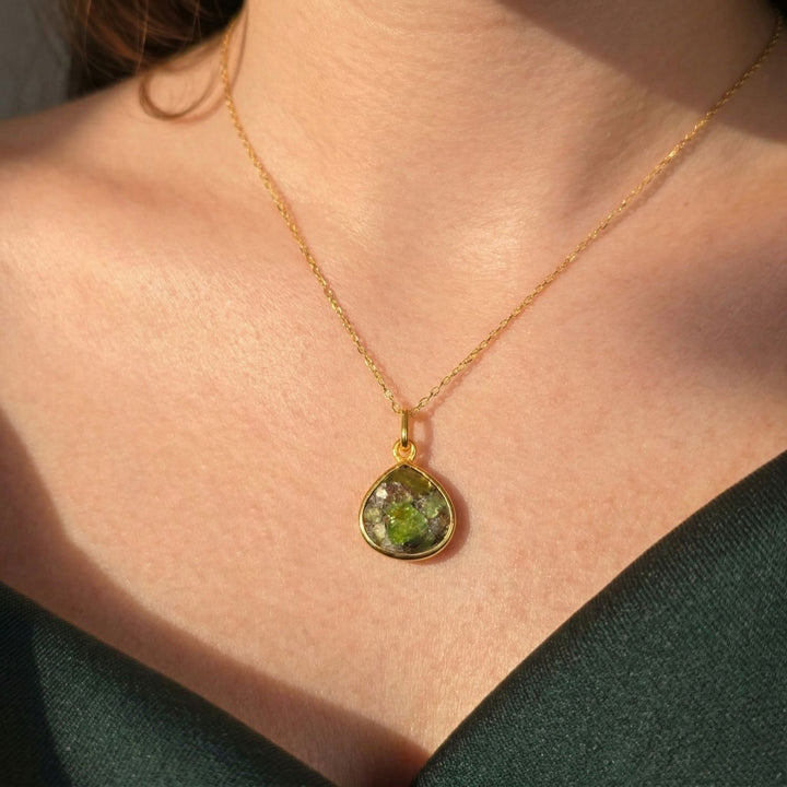 18ct Gold Vermeil Plated Peridot August Birthstone Necklace