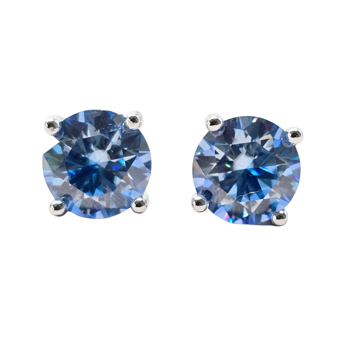 Blue Topaz Moissanite Crystal Sterling Silver Earrings