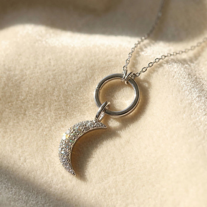 Sterling Silver Crescent Moon Pendant Charm Necklace