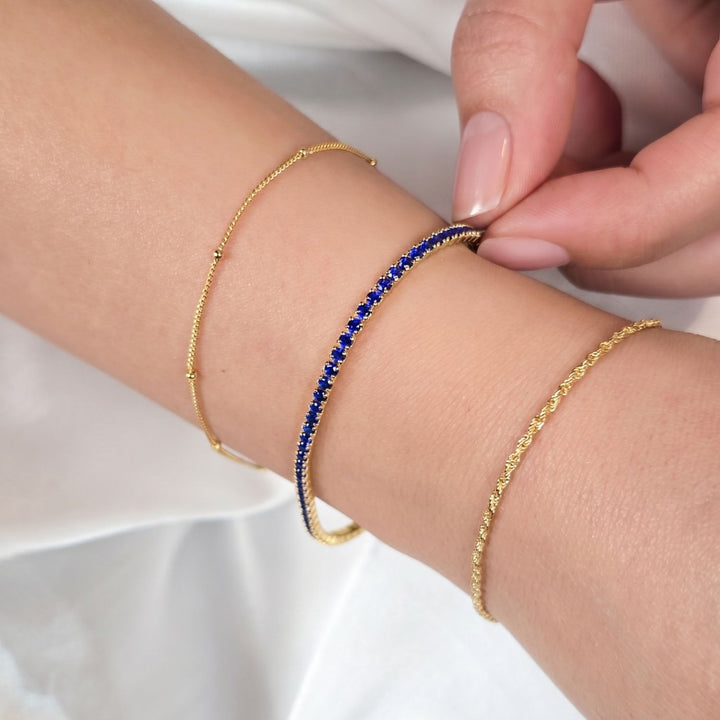 Sapphire September Birthstone Dainty Tennis Bracelet