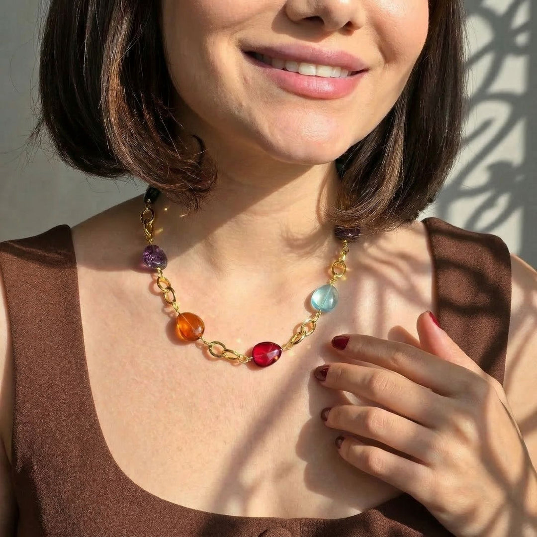 Statement Personalised Birthstone Charm Camelia Necklace