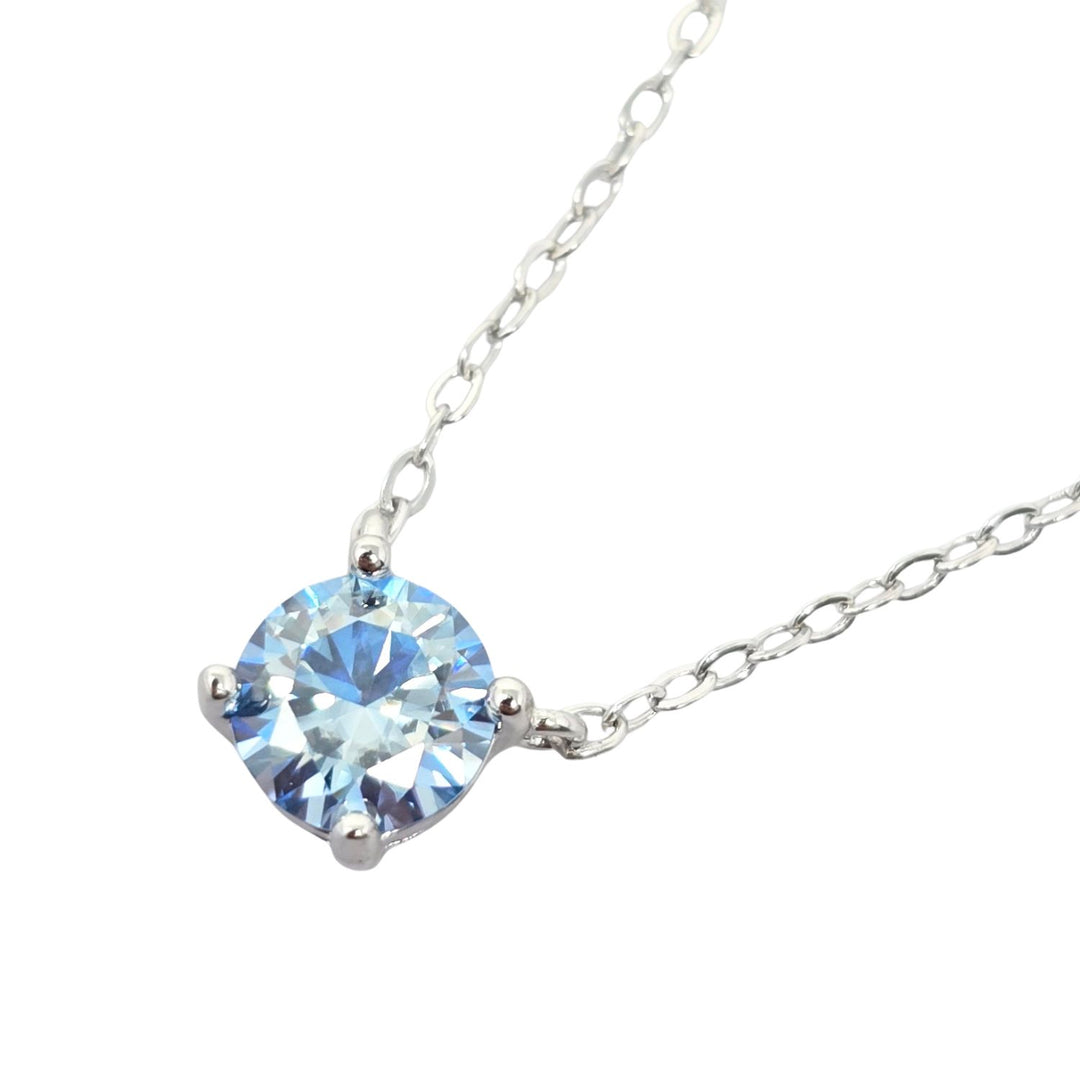 Blue Topaz Moissanite Crystal Sterling Silver Necklace