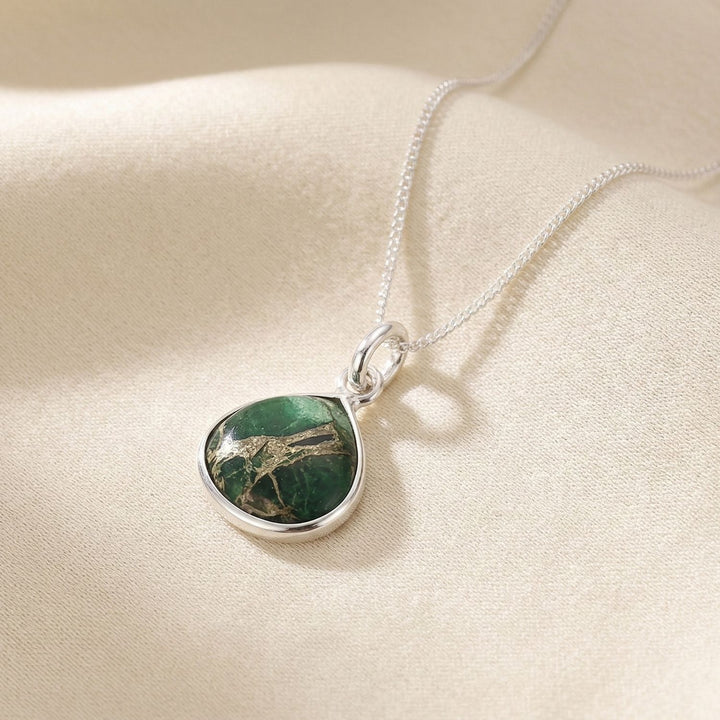 Emerald May Birthstone Minimalist Silver Necklace