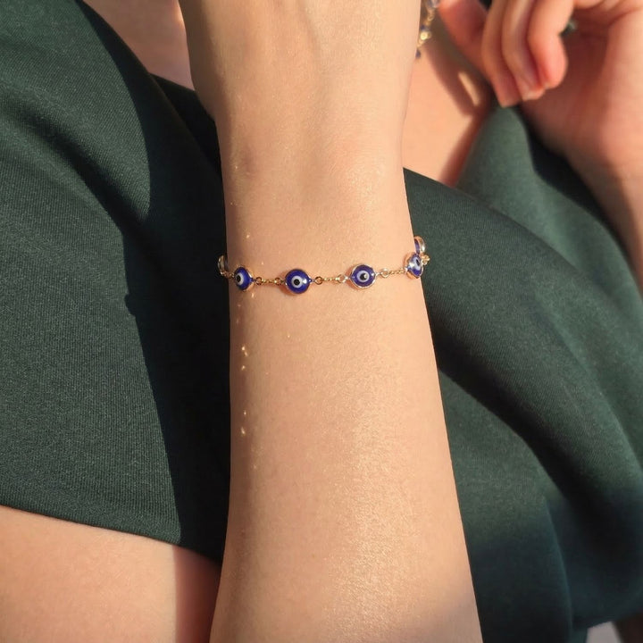 18ct Gold Plated Evil Eye Charm Bracelet