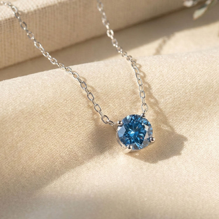 Sapphire Moissanite Crystal Sterling Silver Necklace