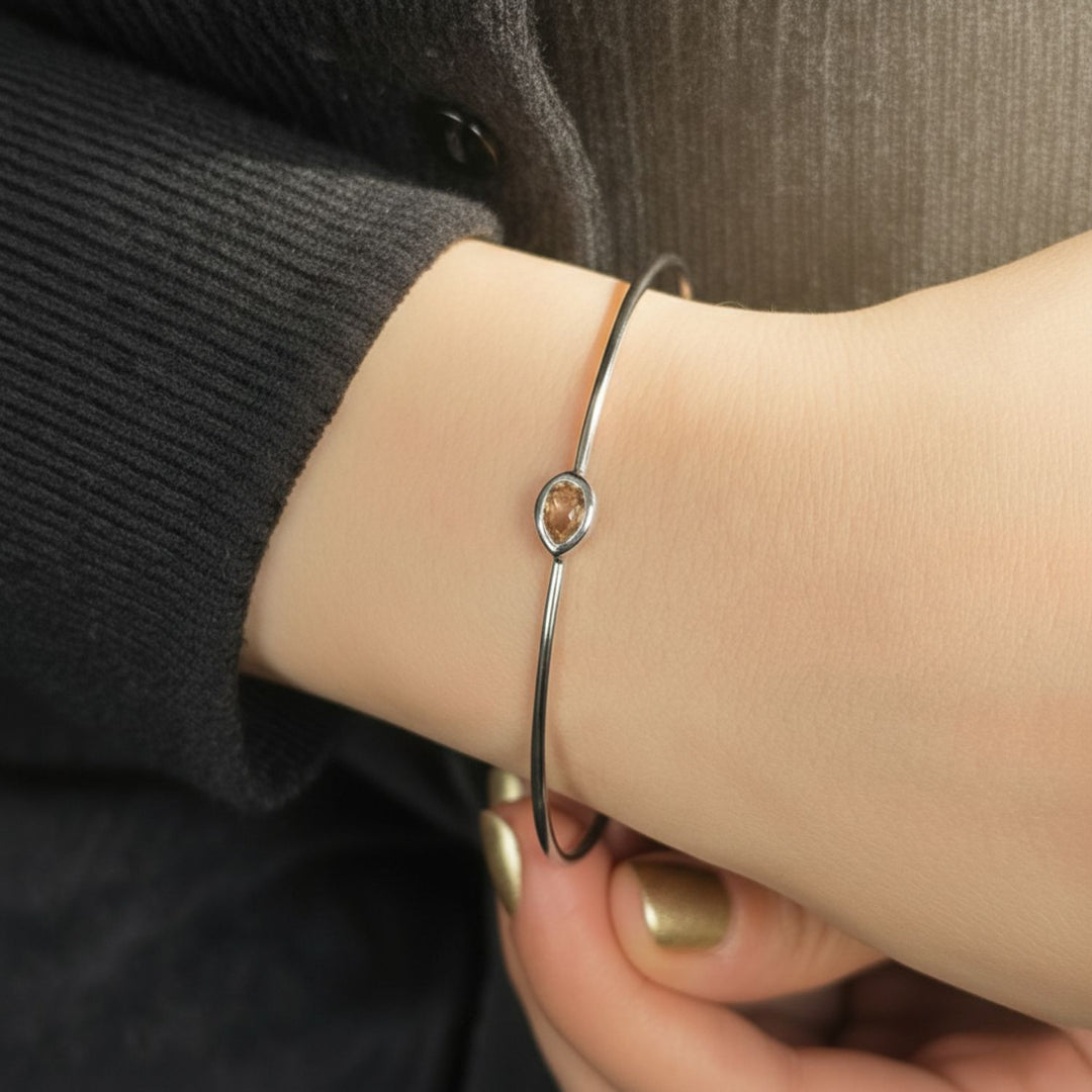 Alexandrite June Birthstone Sterling Silver Bangle