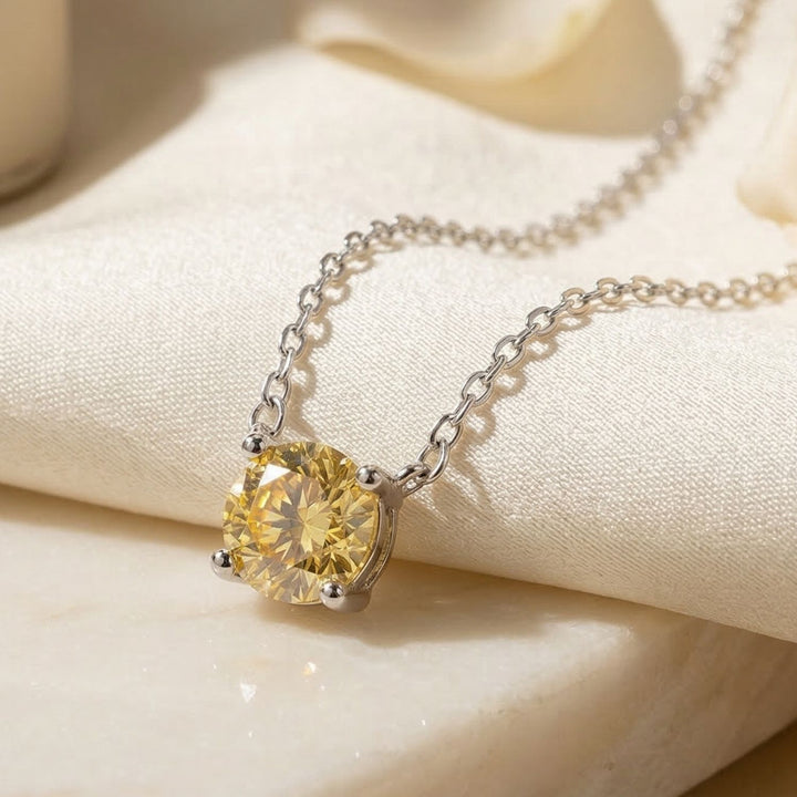 Citrine Moissanite Crystal Sterling Silver Necklace