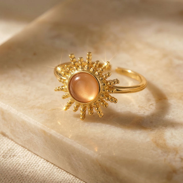 Citrine November Birthstone Sun Gold Plated Ring
