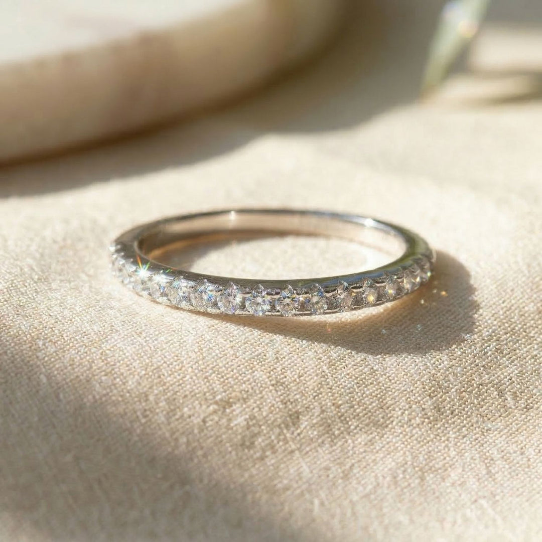 Diamond Moissanite Crystal Sterling Silver Ring
