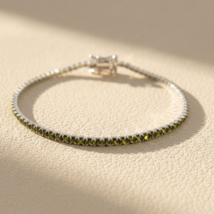 Peridot August Birthstone Sterling Silver Tennis Bracelet