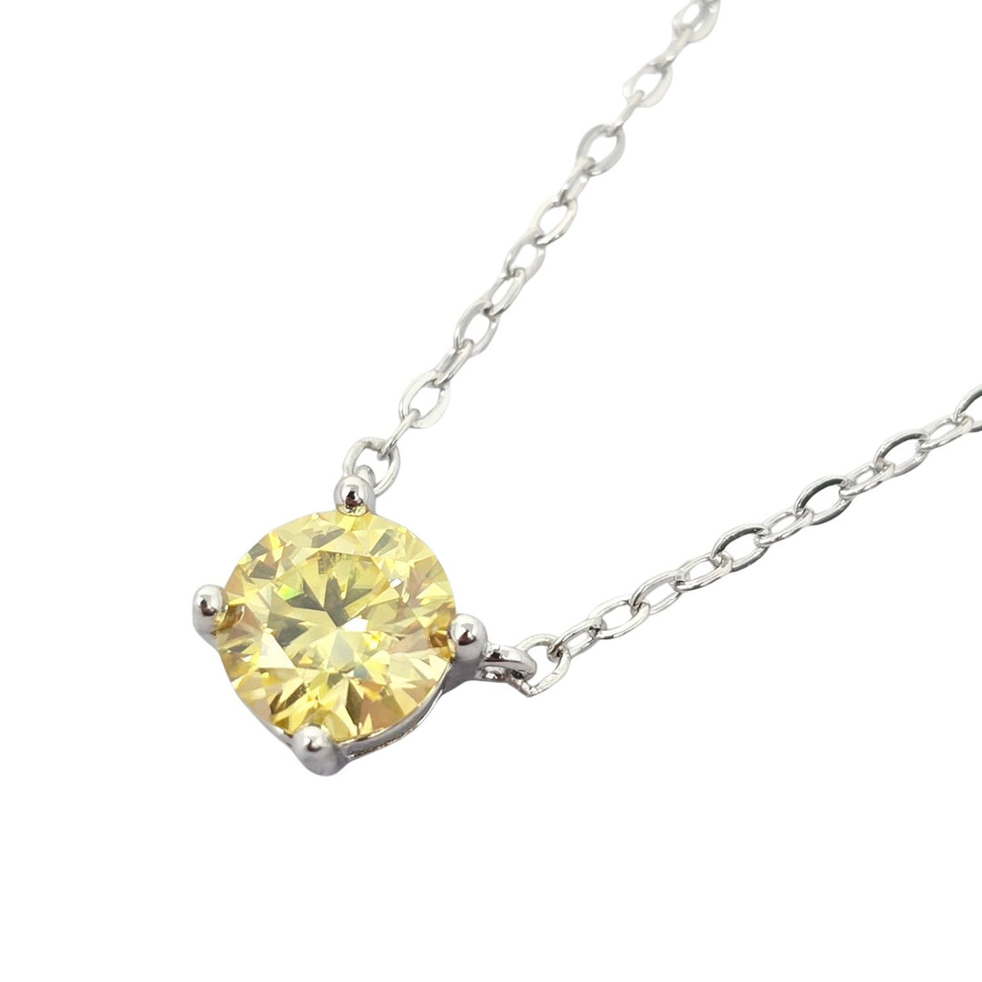 Citrine 1ct Moissanite Crystal Sterling Silver Necklace