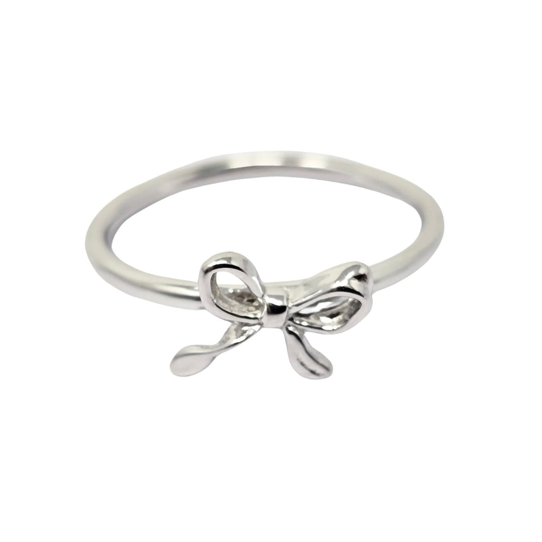 Bow Tie Bowknot Thin Sterling Silver Stacking Ring