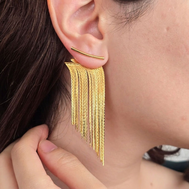 18ct Gold Plated Waterfall Party Tassel Earrings
